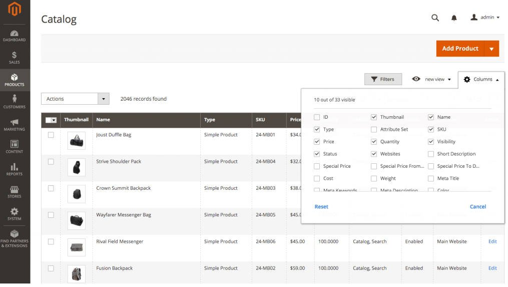 Shopware 5 vs. Magento 2.0 2 Magento 2 Product Backend