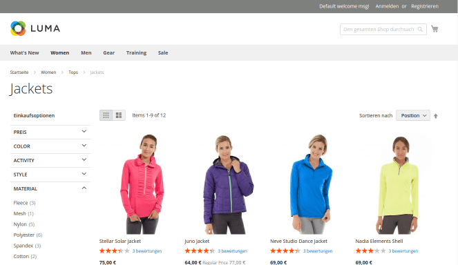 Shopware 5 vs. Magento 2.0 3 Magento 2 Default Theme