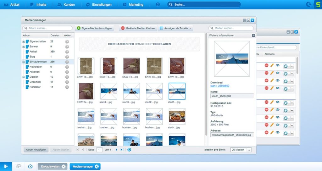 Shopware 5 vs. Magento 2.0 8 Shopware Admin