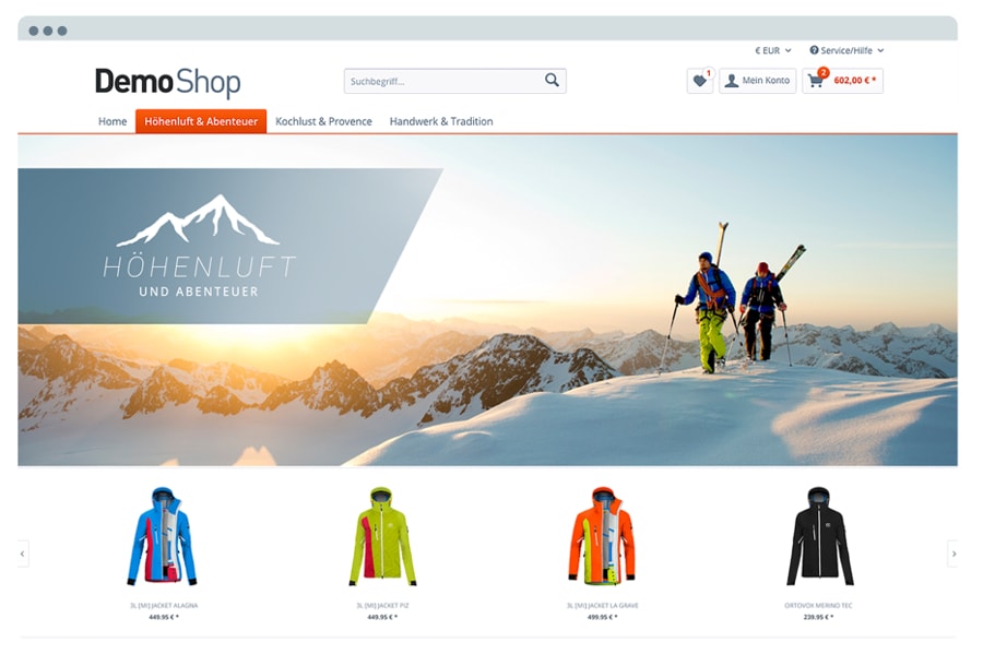 Shopware 5 vs. Magento 2.0 6 Shopware Default Theme