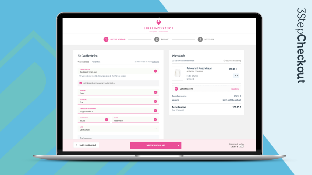 Online-Umsätze ganz einfach um 30 % steigern 10 Online-Umsätze steigern mit dem 3 Step Checkout im LIEBLINGSTÜCK Onlineshop